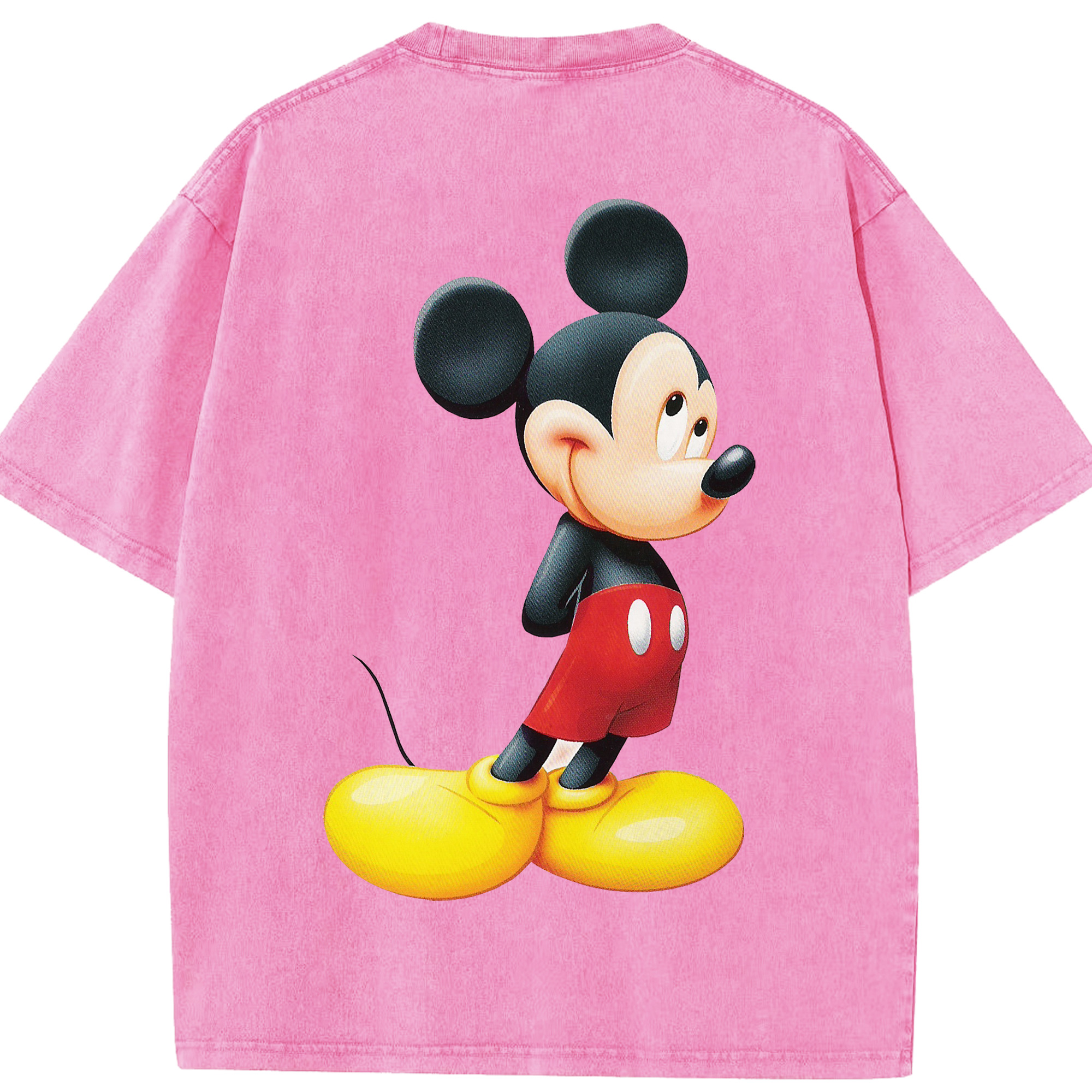 （画像用） ミッキーマウス Mickey Mouse 綿100% ヴィンテージ風 半袖Tシャツ（背面プリント）